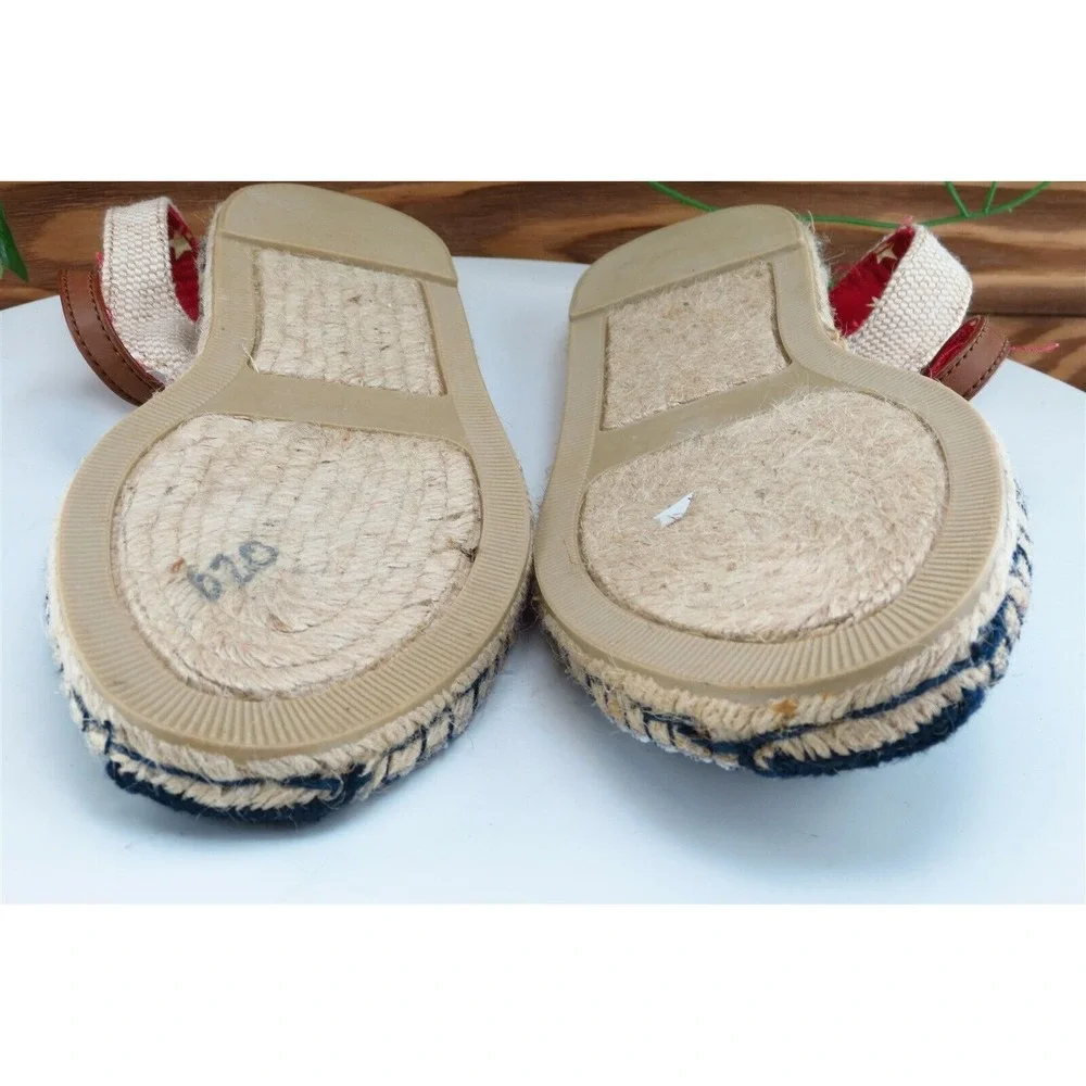 White Mountain Sz 8.5 M Dark Blue Ankle Strap Fabric Women Sandals‎